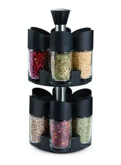 Set 12 recipiente pentru condimente cu suport rotativ