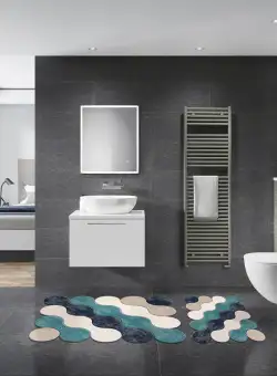 Set 2 covorase baie Fester, Albastru, 100% poliester, 50 x 60 cm / 60 x 100 cm