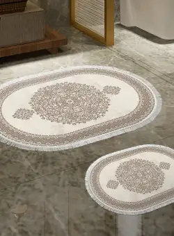 Set 2 covorase baie Kolp, Maro, 100% poliester, 50 x 60 cm / 60 x 100 cm