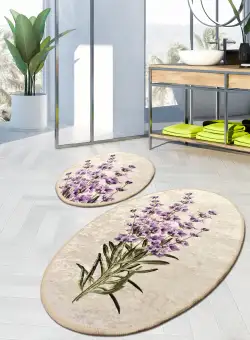 Set 2 covorase baie Lavender Djt, Multicolor, 100% poliester, 50 x 60 cm / 60 x 100 cm