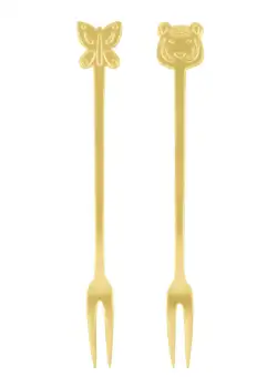 Set 2 furculite Sambonet Party Fashion inox auriu antichizat