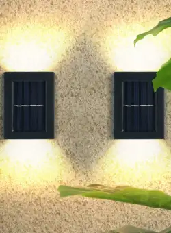 Set 2 lampi solare pentru perete exterior, iluminare sus-jos, lumina calda