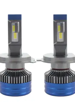 Set 2 LED-uri Auto Techstar® K11, H4, 55w, 8000 Lumeni, 6500K, AUTO, 12-24 Volti, CSP, Canbus, Miez Cupru, Radiator Aluminiu
