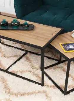 Set 2 masute de cafea Atlantis stejar/negru