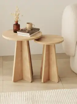 Set 2 masute de cafea Mushroom stejar safir