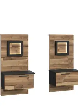 Set 2 noptiere Jakarta, Stejar Structurat, 57.9 Cm
