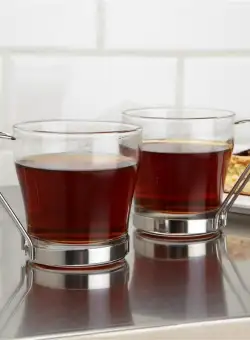Set 2 pahare sticla temperata-maner inox Pasabahce Chroma 210 ml