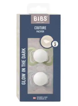 Set 2 suzete Fosforescente Couture Glow Latex, tetina anatomica, 6 luni +