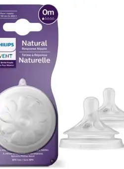 Set 2 tetine silicon Philips Avent Natural Response SCY961/02, 0 luni, Debit 1 (Transparent)