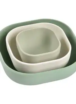 Set 3 boluri din silicon Beaba Sage Green