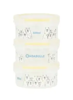 Set 3 boluri ermetice Maxi 300 ml, pentru pastrarea hranei, Badabulle