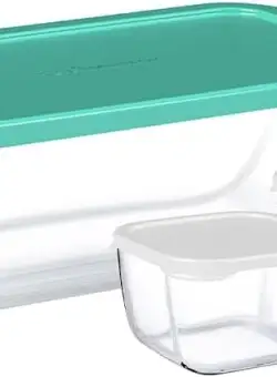 Set 3 Caserole Dreptunghiulare cu capac Snowbox Pasabahce 1200 ml 2 x 275 ml