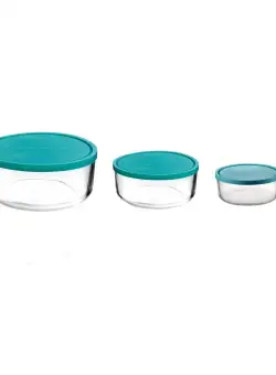 Set 3 caserole rotunde 15/18/23 cm 900/1600/3100 ml Bormioli Frigoverre