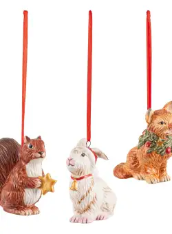 Set 3 decoratiuni brad Villeroy & Boch Nostalgic Ornaments Forest animals 6x7cm