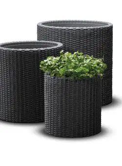 Set 3 ghivece antracit Keter Cylinder S M L