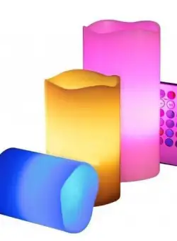 Set 3 lumanari ambientale RGB cu telecomanda