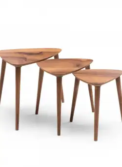 Set 3 masute auxiliare PIRAMIT, maro deschis, 62 50 44x39x50 45 40 cm