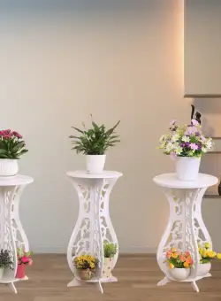 Set 3 masute decorative pentru ghivece de flori din PVC, 59 x 31cm