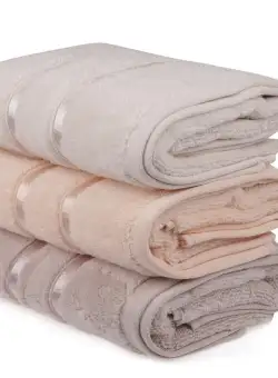 Set 3 prosoape Dolce, Galben deschis/Liliac deschis/Salmon, 100% microbumbac, 50 x 90 cm