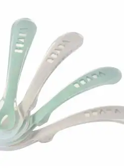 Set 4 lingurite silicon +8 luni Beaba Sage Green