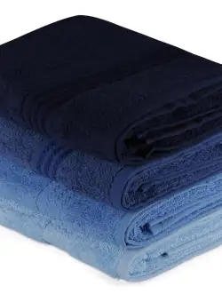 Set 4 prosoape Rainbow, Albastru, 100% bumbac, 70 x 140 cm