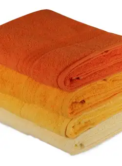 Set 4 prosoape Rainbow, Galben, 100% bumbac, 70 x 140 cm