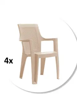 Set 4 scaune gradina ELEGANCE, model ratan, cappucino, 62x57x88 cm