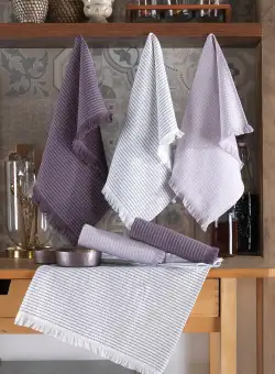 Set 6 prosoape Bella, Liliac, 100% bumbac, 40 x 60 cm