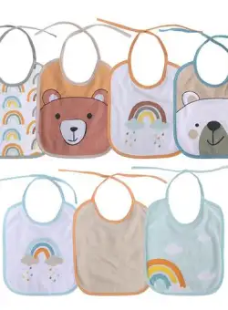 Set 7 bavete bumbac si peva, Lorelli, 23 X 20 cm, inchidere cu snur, Unisex