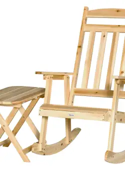 Set balansoar din lemn Outsunny, Set pentru exterior cu doua produse, cu balansoar si masuta de cafea pliabila, Curte si gradina, Natural