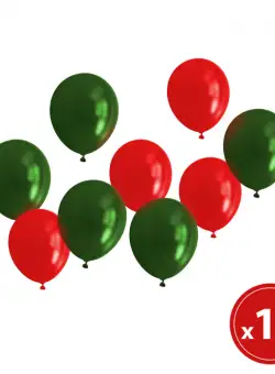 Set baloane - rosu, verde -metalic - 15 piese pachet