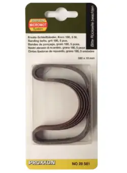 Set benzi de slefuire pentru BS E si BS A Micromot Proxxon 28581, 330x10 mm, granulatie 180, 5 bucati