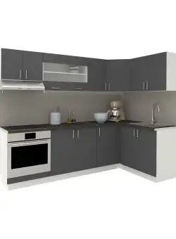 Set Bucatarie Colt Karo V34, Antracit/Alb, Blat Thermo 28 mm, L 240 x 140 cm