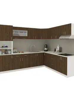 Set Bucatarie Colt Karo V36, Stejar Bronz/Alb, Blat Thermo 28 mm, L 320 x 160 cm