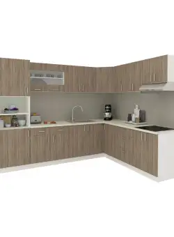 Set Bucatarie Colt Karo V36, Stejar Sonoma Inchis/Alb, Blat Thermo 28 mm, L 320 x 160 cm