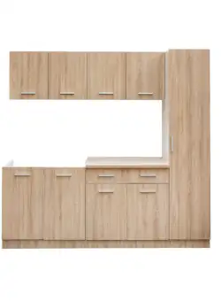 Set bucatarie CORINNE, L 200, 5 corpuri, blat PAL, corp alb, fronturi sonoma deschis