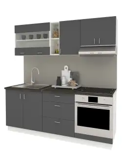 Set Bucatarie Karo V12, Antracit/Alb, Blat Thermo 28 mm, L 200 cm