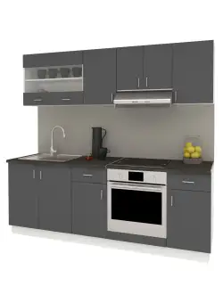 Set Bucatarie Karo V13, Antracit/Alb, Blat Thermo 28 mm, L 220 cm