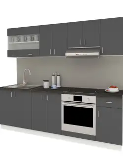 Set Bucatarie Karo V15, Antracit/Alb, Blat Thermo 28 mm, L 240 cm