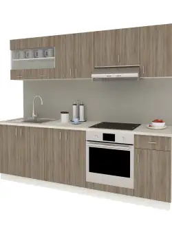 Set Bucatarie Karo V15, Stejar Sonoma Inchis/Alb, Blat Thermo 28 mm, L 240 cm