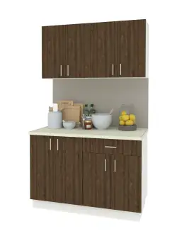 Set Bucatarie Karo V2, Stejar Bronz/Alb, Blat Thermo 28 mm, L 120 cm