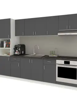 Set Bucatarie Karo V24, Antracit/Alb, Blat Thermo 28 mm, L 280 cm