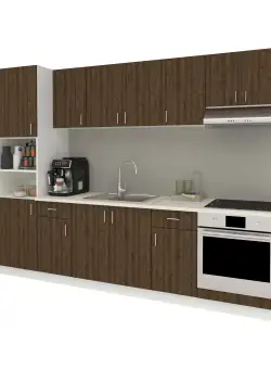 Set Bucatarie Karo V24, Stejar Bronz/Alb, Blat Thermo 28 mm, L 280 cm