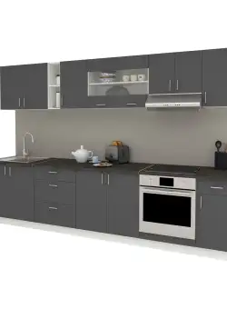 Set Bucatarie Karo V28, Antracit/Alb, Blat Thermo 28 mm, L 320 cm