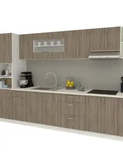 Set Bucatarie Karo V29, Stejar Sonoma Inchis/Alb, Blat Thermo 28 mm, L 320 cm