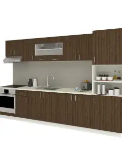 Set Bucatarie Karo V30, Stejar Bronz/Alb, Blat Thermo 28 mm, L 320 cm