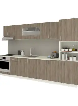 Set Bucatarie Karo V30, Stejar Sonoma Inchis/Alb, Blat Thermo 28 mm, L 320 cm