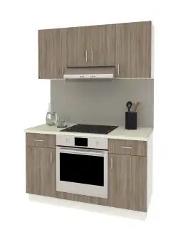 Set Bucatarie Karo V5, Stejar Sonoma Inchis/Alb, Blat Thermo 28 mm, L 140 cm