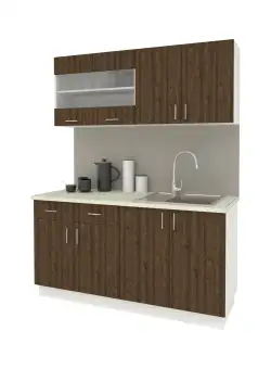 Set Bucatarie Karo V8, Stejar Bronz/Alb, Blat Thermo 28 mm, L 160 cm