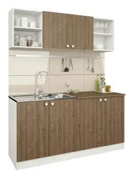 Set Bucatarie Sena, Stejar Bronz/Alb, L 160 cm